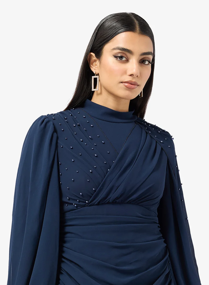Khizana  Draped A-line Dress With Trail for Women | Best Price UAE
